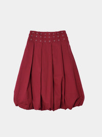 EYELET BALLOON SKIRT WINE-SAENGIN STUDIOS-APOC STORE