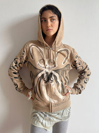 1 OF 1 EVIL BUNNY BEIGE HOODIE-Anna Castellano-APOC STORE