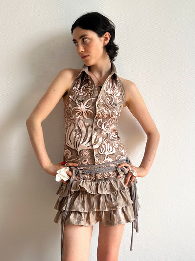 1 OF 1 FLOWERY RUFFLE DRESS-Anna Castellano-APOC STORE