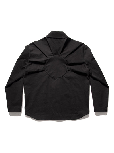 Pleated Hidden Button Shirts Black-Woojun Jang-APOC STORE