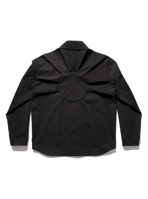 Pleated Hidden Button Shirts Black-Woojun Jang-APOC STORE