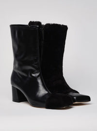 Asymmetry Slashed Fur Ankle Boots-Sung Ju-APOC STORE