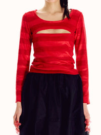 Striped cutout long sleeve t-shirt-Sung Ju-APOC STORE