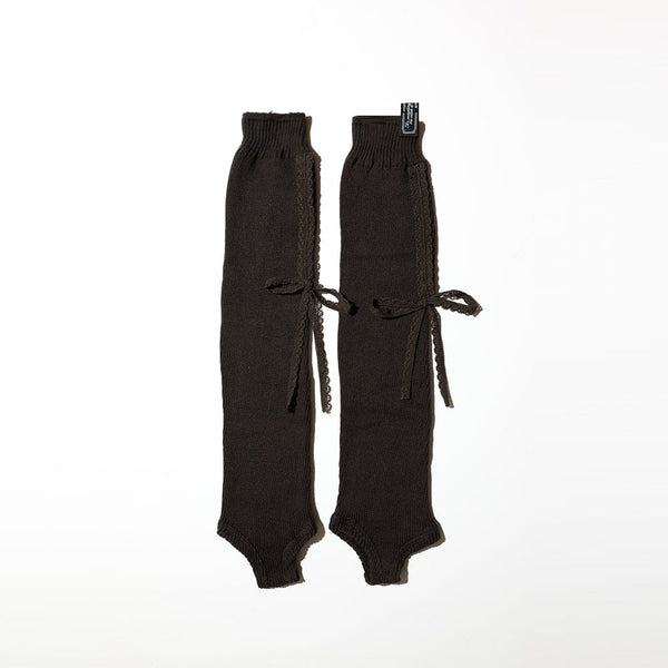 LACE RIBBON LEG WARMER BROWN-SAENGIN STUDIOS-APOC STORE