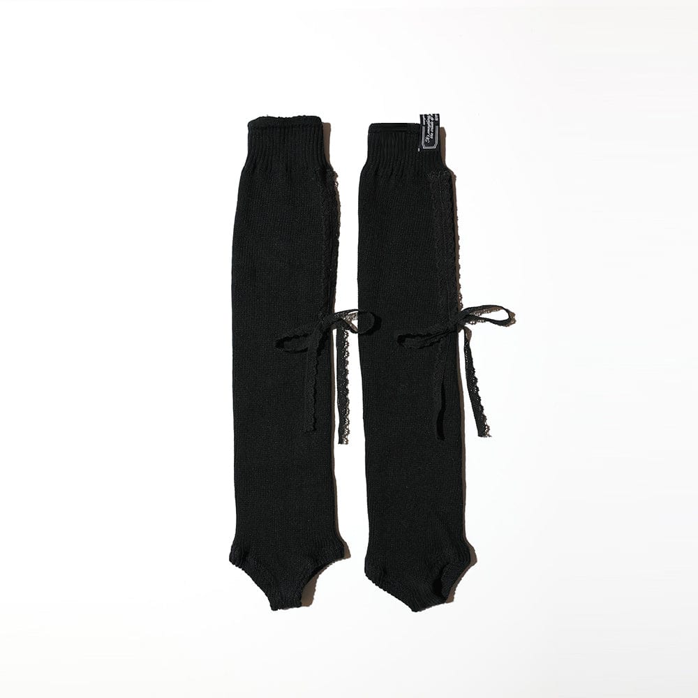 LACE RIBBON LEG WARMER BLACK-SAENGIN STUDIOS-APOC STORE