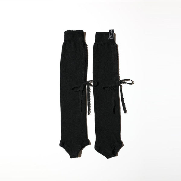 LACE RIBBON LEG WARMER BLACK-SAENGIN STUDIOS-APOC STORE