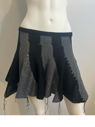Striped wool ruffle skirt grey/black-Lilies of the Valley-APOC STORE