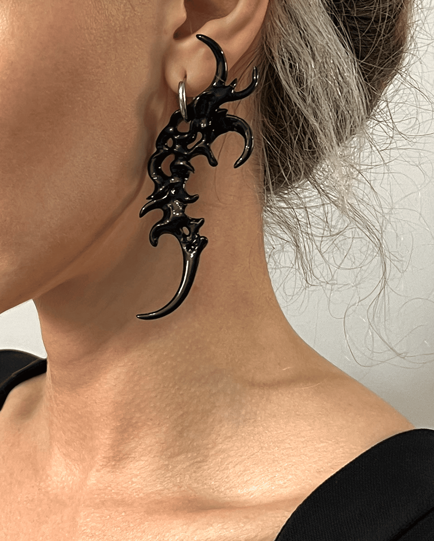 Organic Form Earrings Black-WHYNOEN-APOC STORE