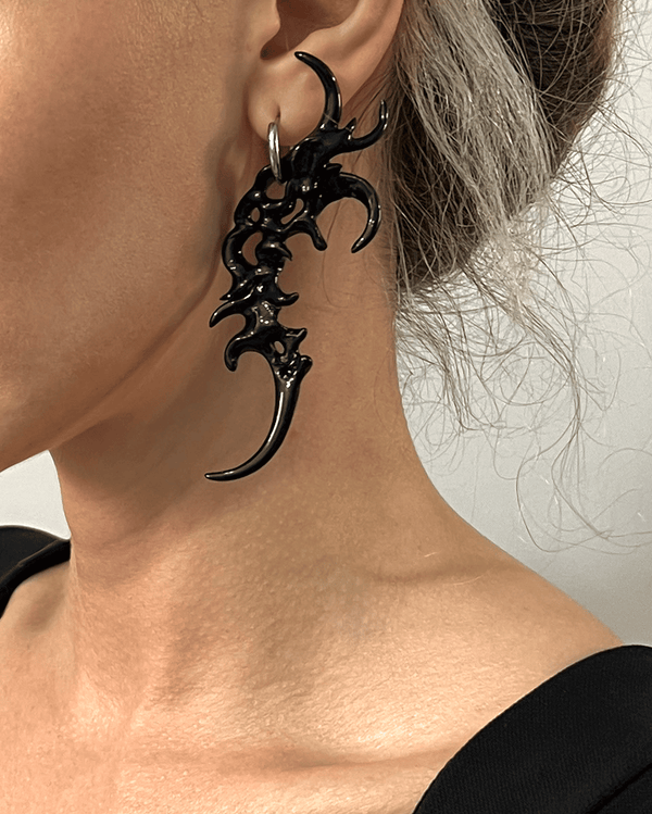 Organic Form Earrings Black-WHYNOEN-APOC STORE