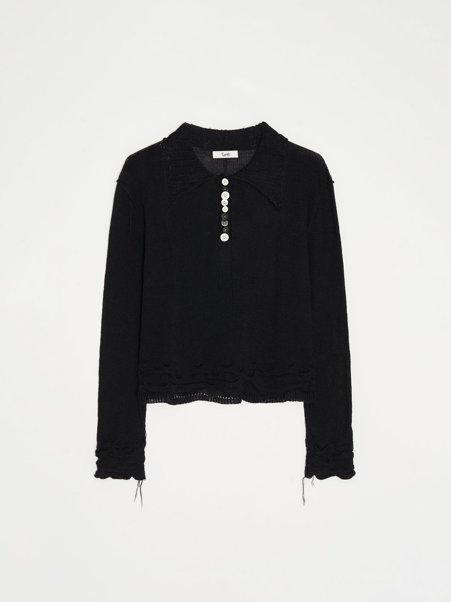 Hand Distressed collar knit001 - Black-Taekh-APOC STORE