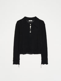 Hand Distressed collar knit001 - Black-Taekh-APOC STORE