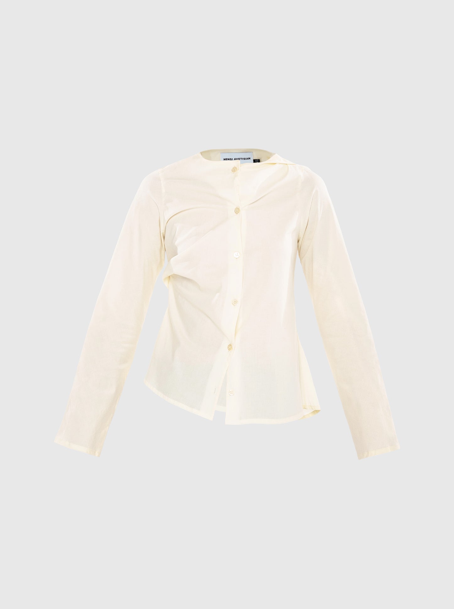 Long sleeve draped button-up shirt-Nensi Avetisian-APOC STORE