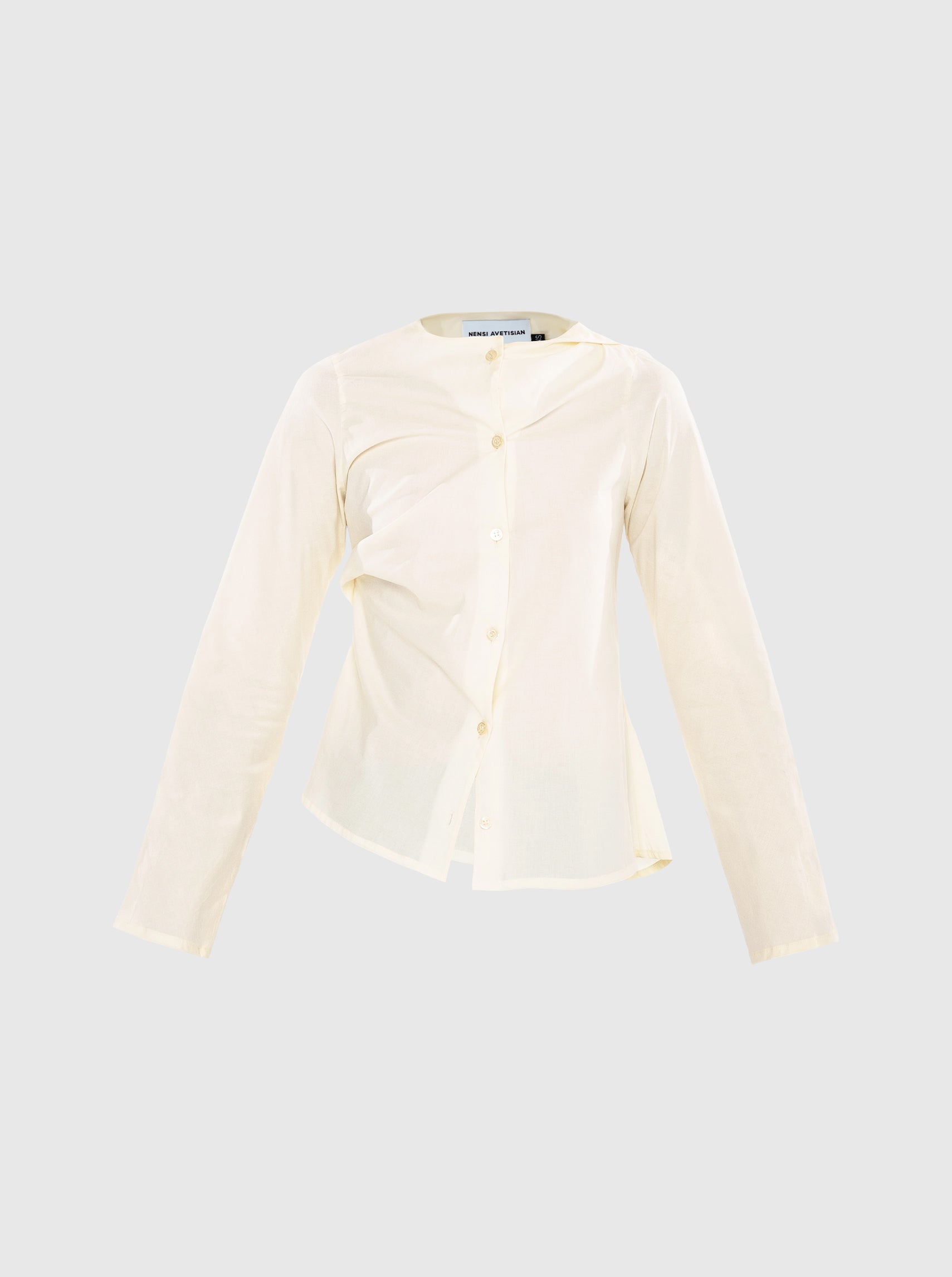 Long sleeve draped button-up shirt-Nensi Avetisian-APOC STORE