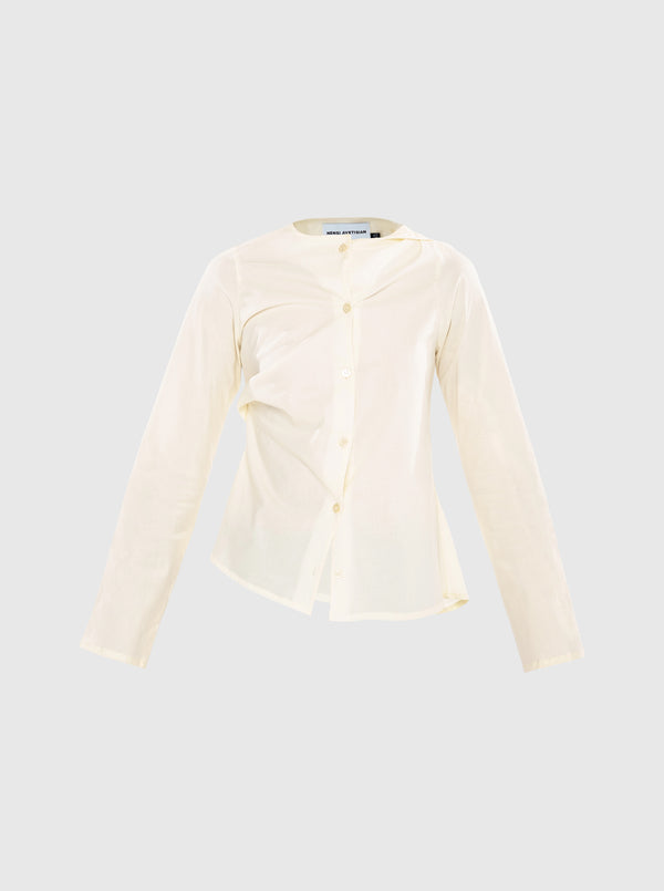 Long sleeve draped button-up shirt-Nensi Avetisian-APOC STORE