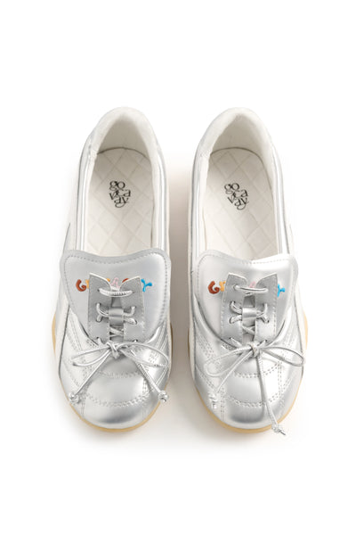 GO VACAY Tennis Ballerina Flats Silver-EMPTY BEHAVIOR-APOC STORE