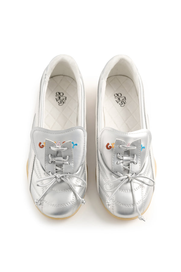 GO VACAY Tennis Ballerina Flats Silver-EMPTY BEHAVIOR-APOC STORE