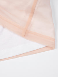 Draped Layer Top Peach-mesh blanca-APOC STORE