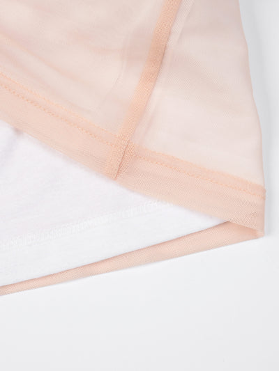 Draped Layer Top Peach-mesh blanca-APOC STORE