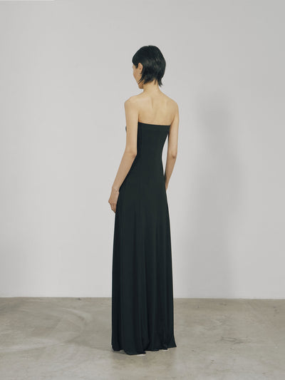 Black Skinny Flared Tube Maxi Dress-arc us arkus-APOC STORE
