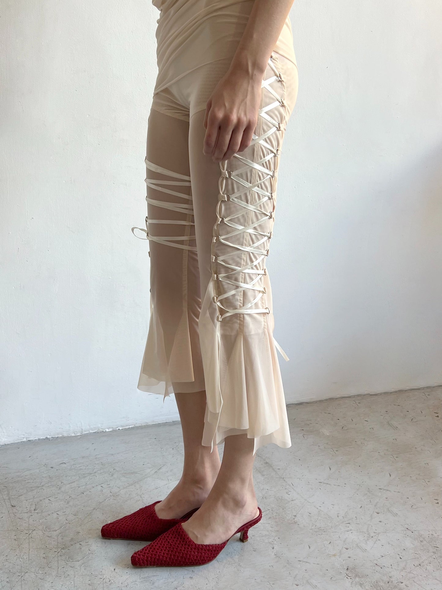 Mesh capri with lacing on the sides-Nastyamasha-APOC STORE