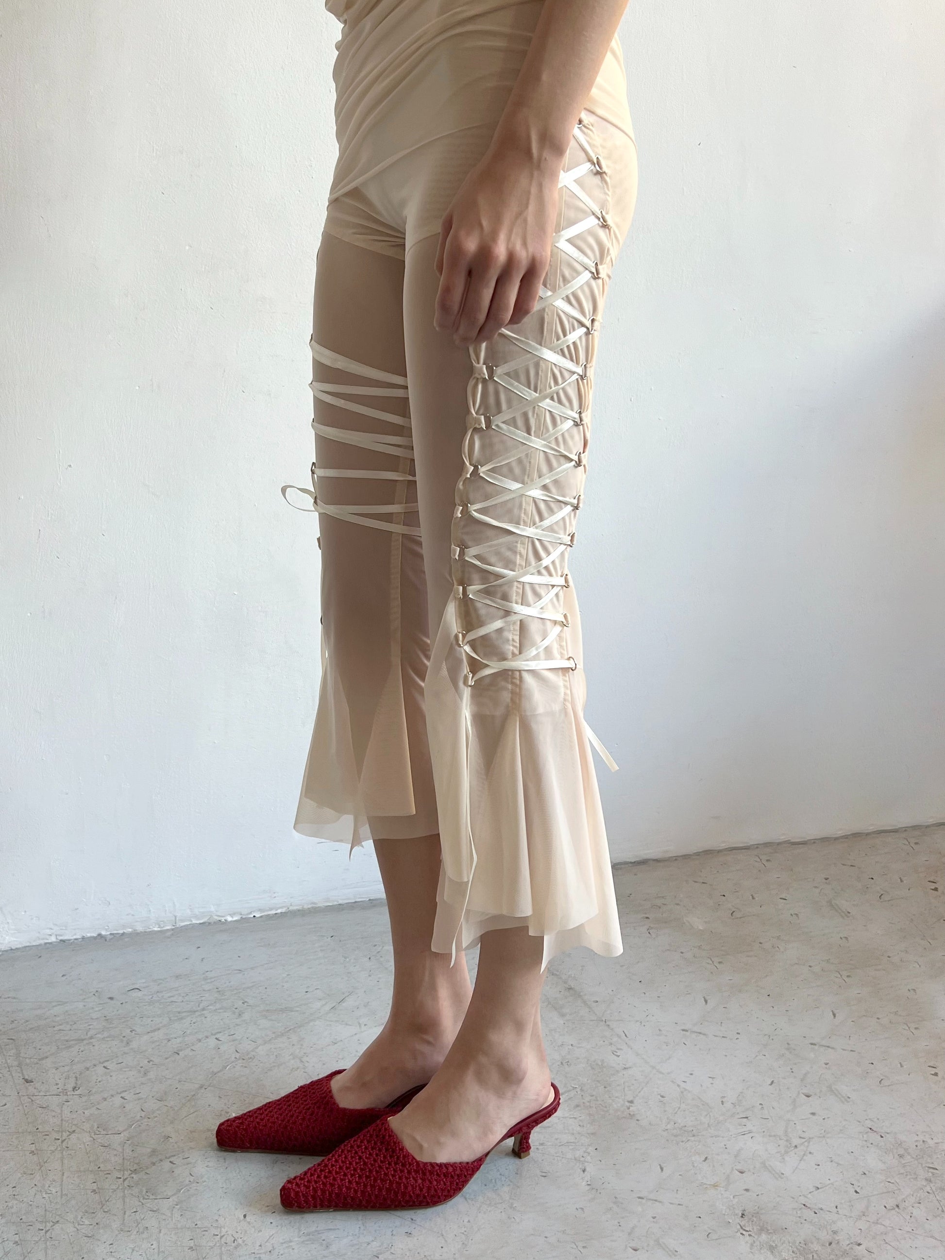 Mesh capri with lacing on the sides-Nastyamasha-APOC STORE