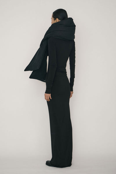 Black Faux-Suede Padded Maxi Scarf-arc us arkus-APOC STORE