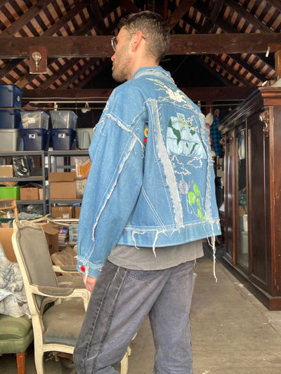 Daydream: Handmade Chainstitch Deconstructed Denim Jacket-Jetpack Hom(m)e-APOC STORE