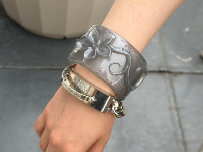 Flower Bangle - Foggy Obsidian-Crystal Toybox-APOC STORE