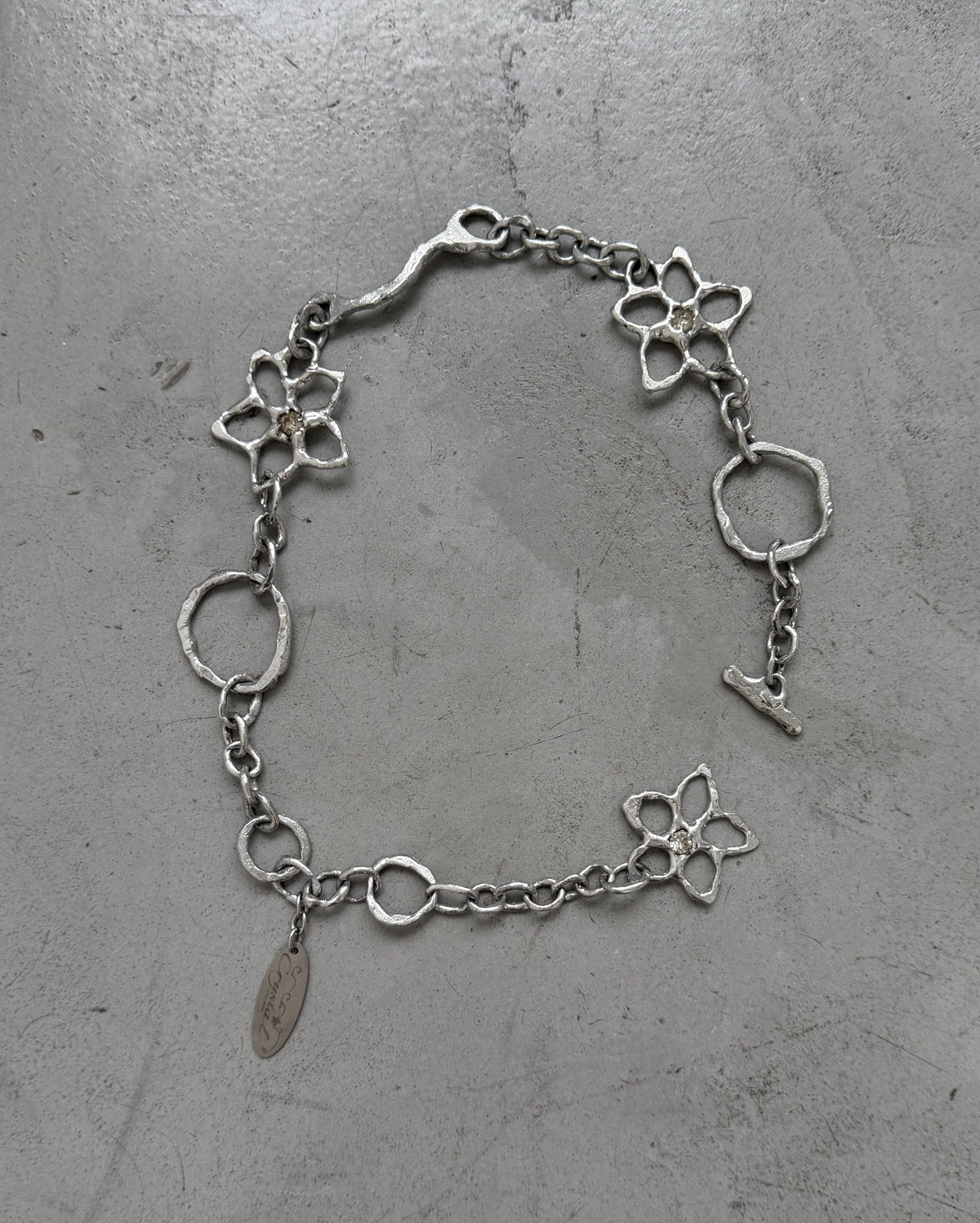 Hammered Bloom Necklace-Crystal-APOC STORE