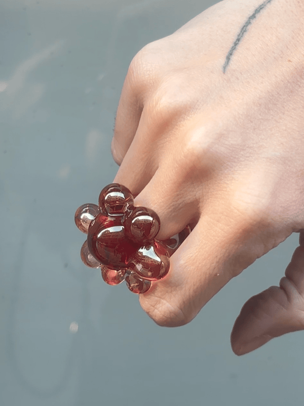 BubbleXXL Ring Red Pink-Pia Glassworks-APOC STORE
