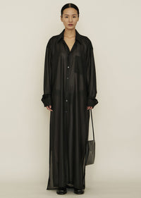 Black Chiffon Wide Maxi Shirt Dress-arc us arkus-APOC STORE