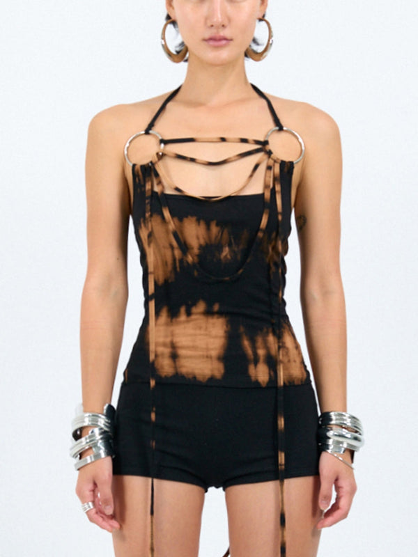 Ring halter tank black camel-Nibgnus-APOC STORE