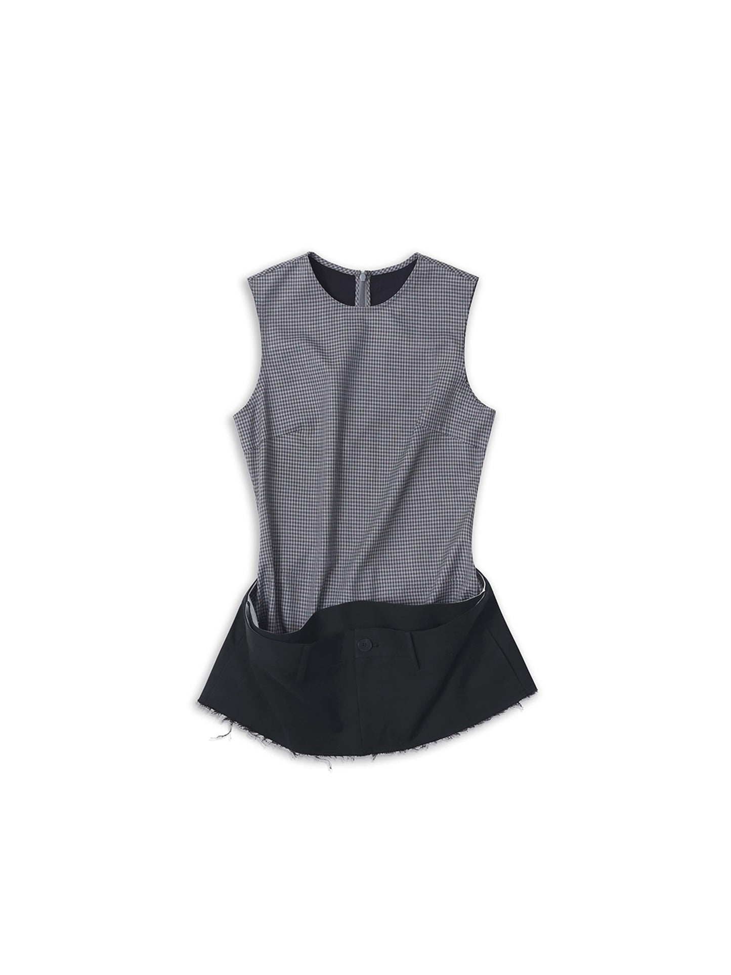 Plaid Tank Panel Deconstructed Top-TRINITE Studio-APOC STORE