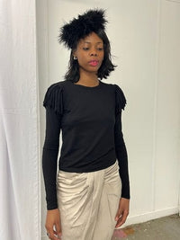Black Fringe Long Sleeve-Melissa Tida-APOC STORE