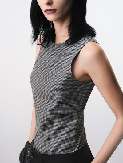 Plaid Tank Panel Deconstructed Top-TRINITE Studio-APOC STORE