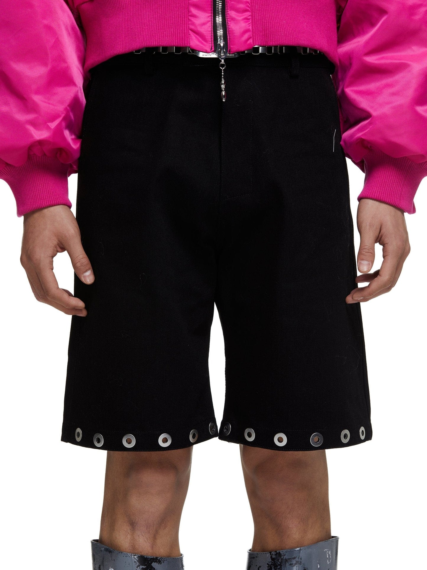 Eyelet Denim Shorts-XIMONLEE-APOC STORE