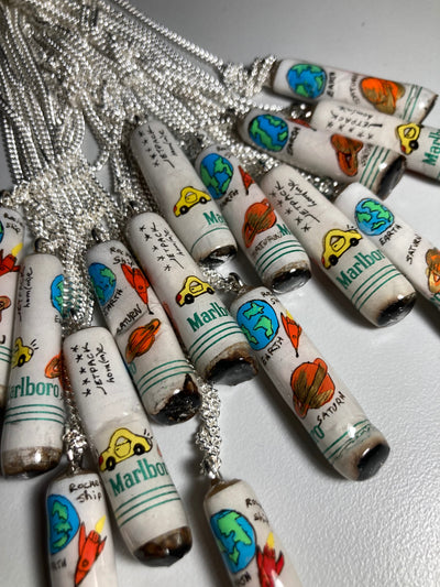 Painted Cigarette Butt Necklace (White)-Jetpack Hom(m)e-APOC STORE
