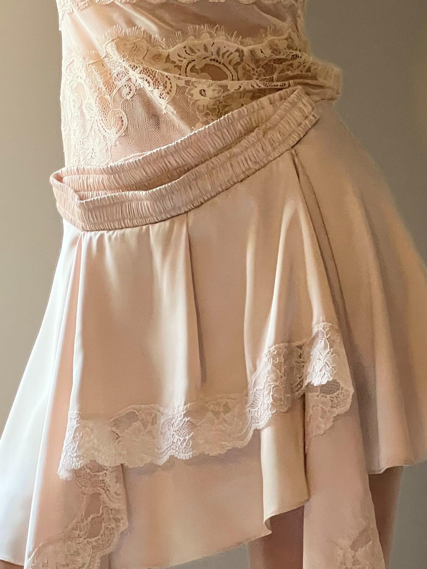 Lace-Trimmed Satin Skirt-Nastyamasha-APOC STORE