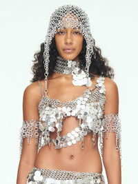 Aluminum Disc Fringe Top - SILVER-JALACONDA-APOC STORE