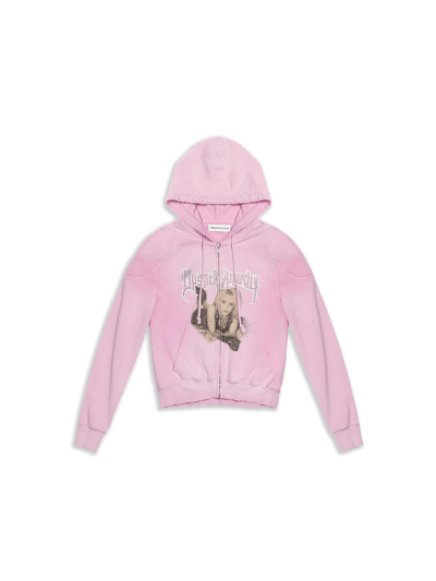Pink Printing Decorative Zip Hoodie-TRINITE Studio-APOC STORE