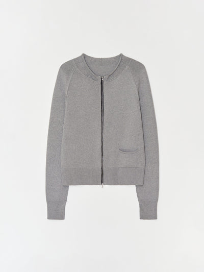 Double zip Cotton Cardigan 001 _ Gray-Taekh-APOC STORE