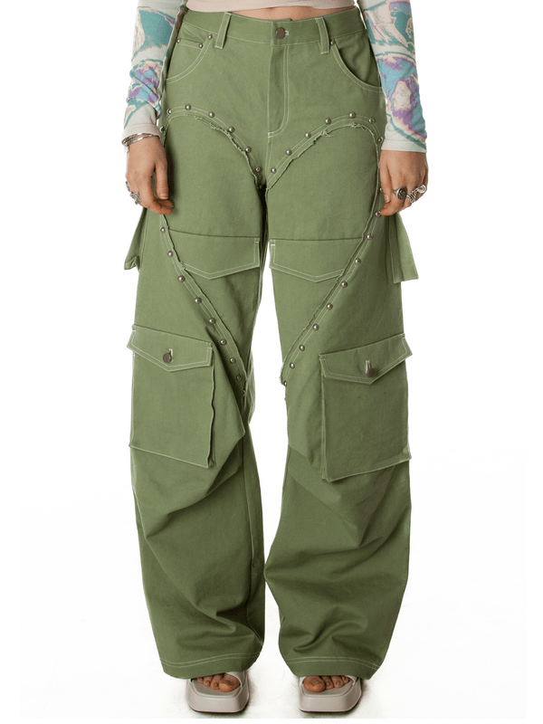 HEART CARGO PANTS KHAKI-Nibgnus-APOC STORE