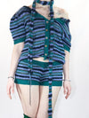 Green/blue deux-piece cardigan