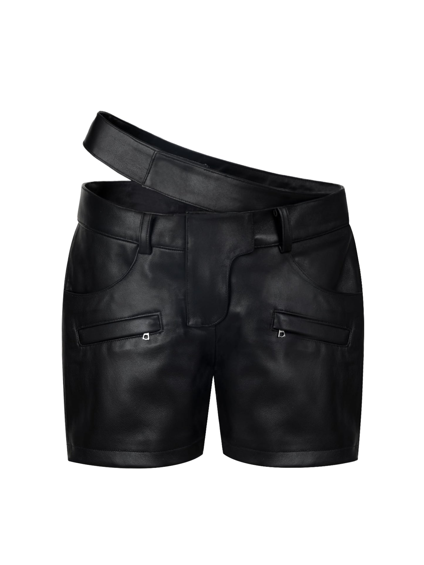 Contour Belt Leather Shorts-MINKIMHO-APOC STORE