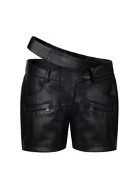 Contour Belt Leather Shorts-MINKIMHO-APOC STORE