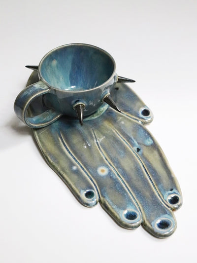 Hand-shaped Plate & Spiked Mug — Faded Blue-Naomi Gilon-APOC STORE