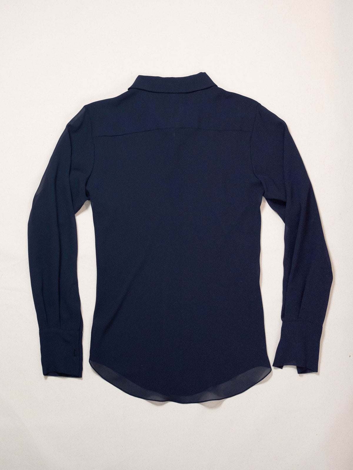 Bias Shirt in Navy Silk-Pedro Trindade-APOC STORE