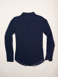 Bias Shirt in Navy Silk-Pedro Trindade-APOC STORE