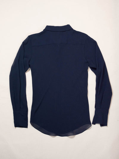 Bias Shirt in Navy Silk-Pedro Trindade-APOC STORE