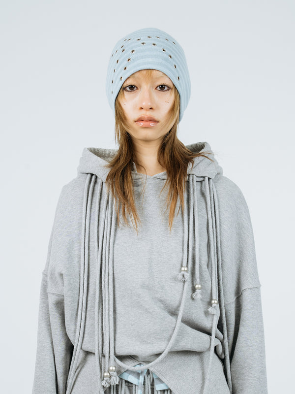 Eyelet stripe beanie sky blue-Nibgnus-APOC STORE